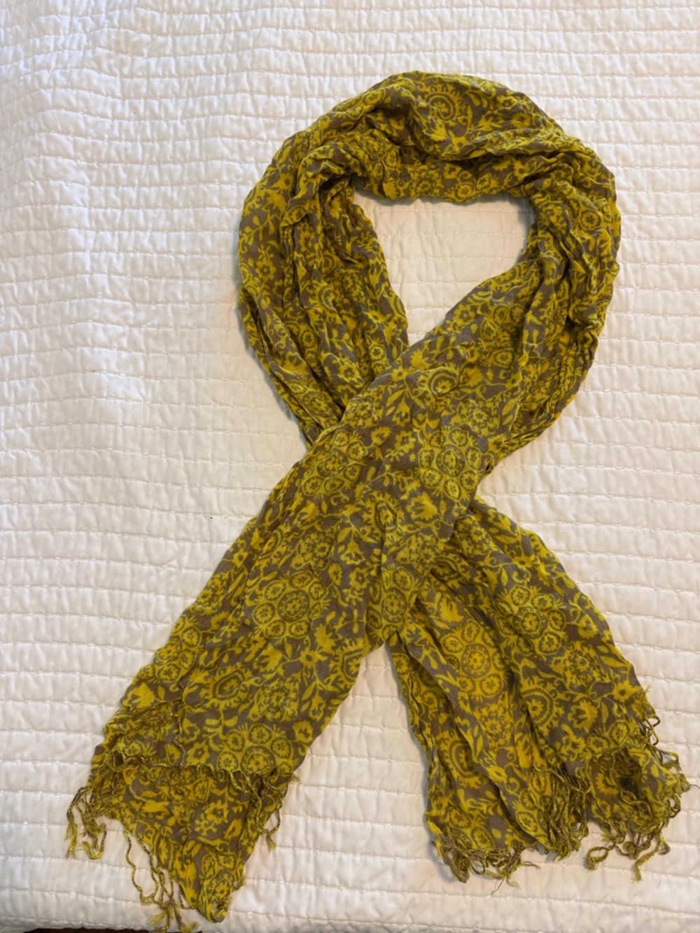 Yellow Patterned Lightweight Women's Scarf